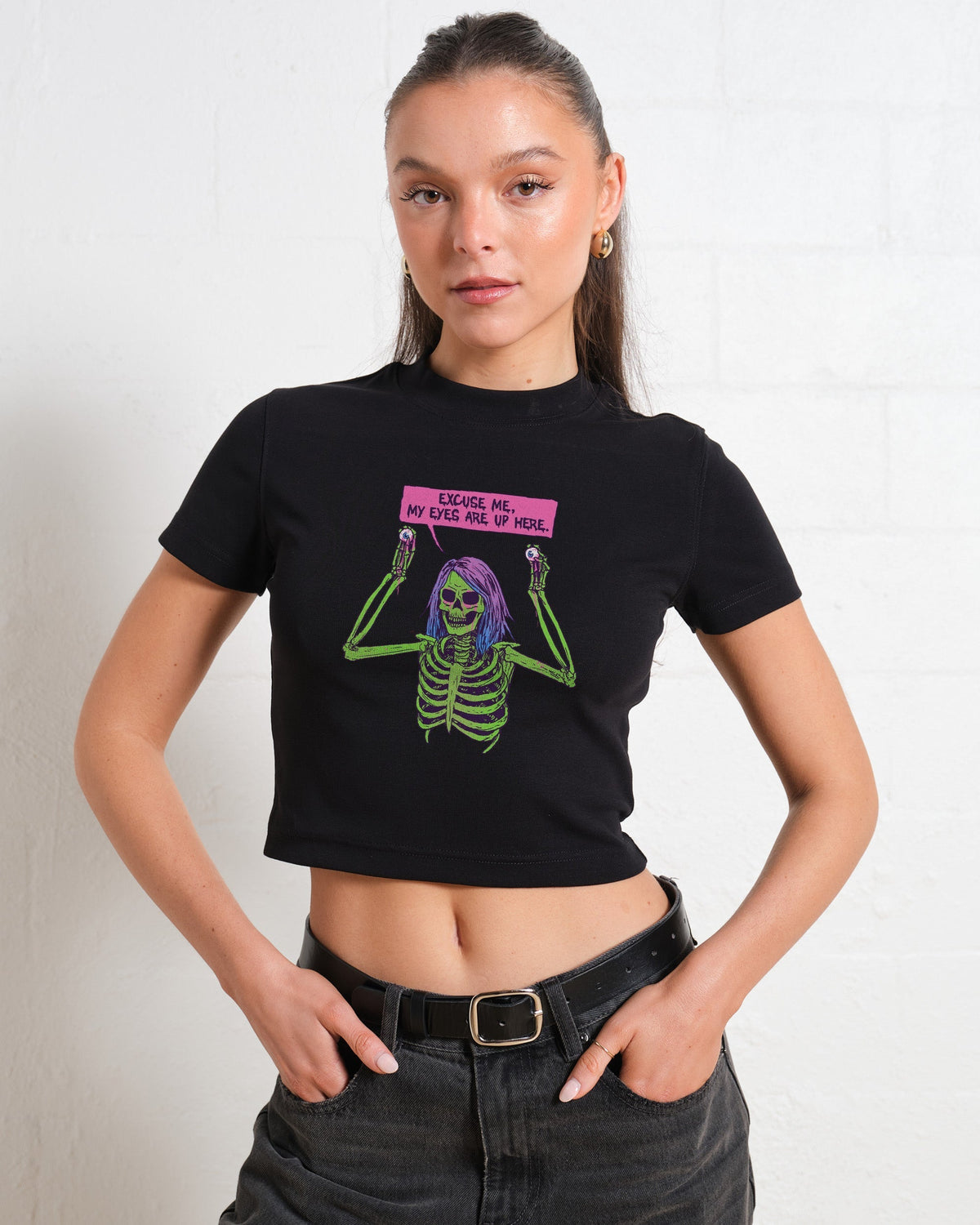 My Eyes are Up Here Baby Tee product image 1