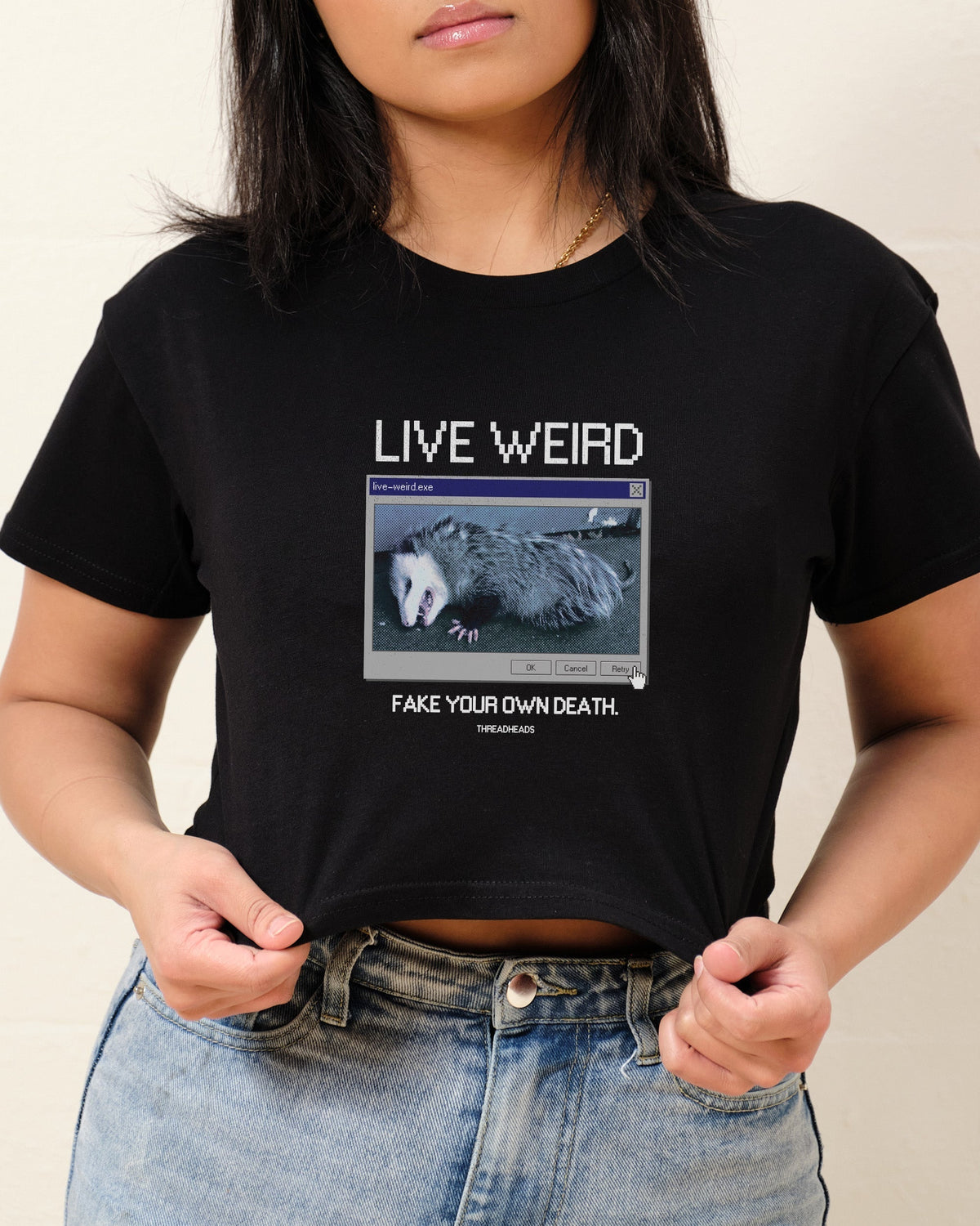 Live Weird, Fake Your Own Death Crop Tee product image 2