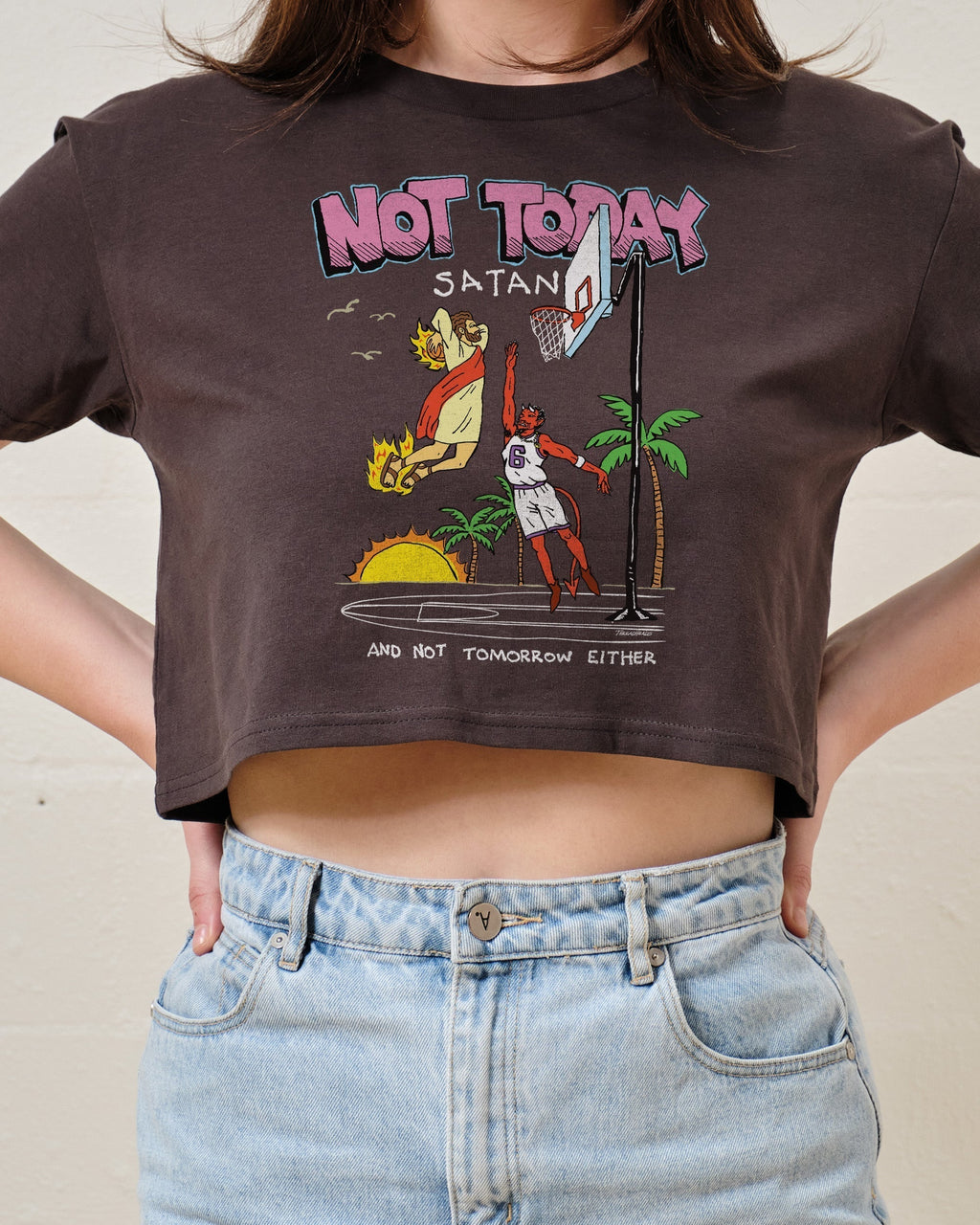 Not Today Satan Crop Tee product image 4