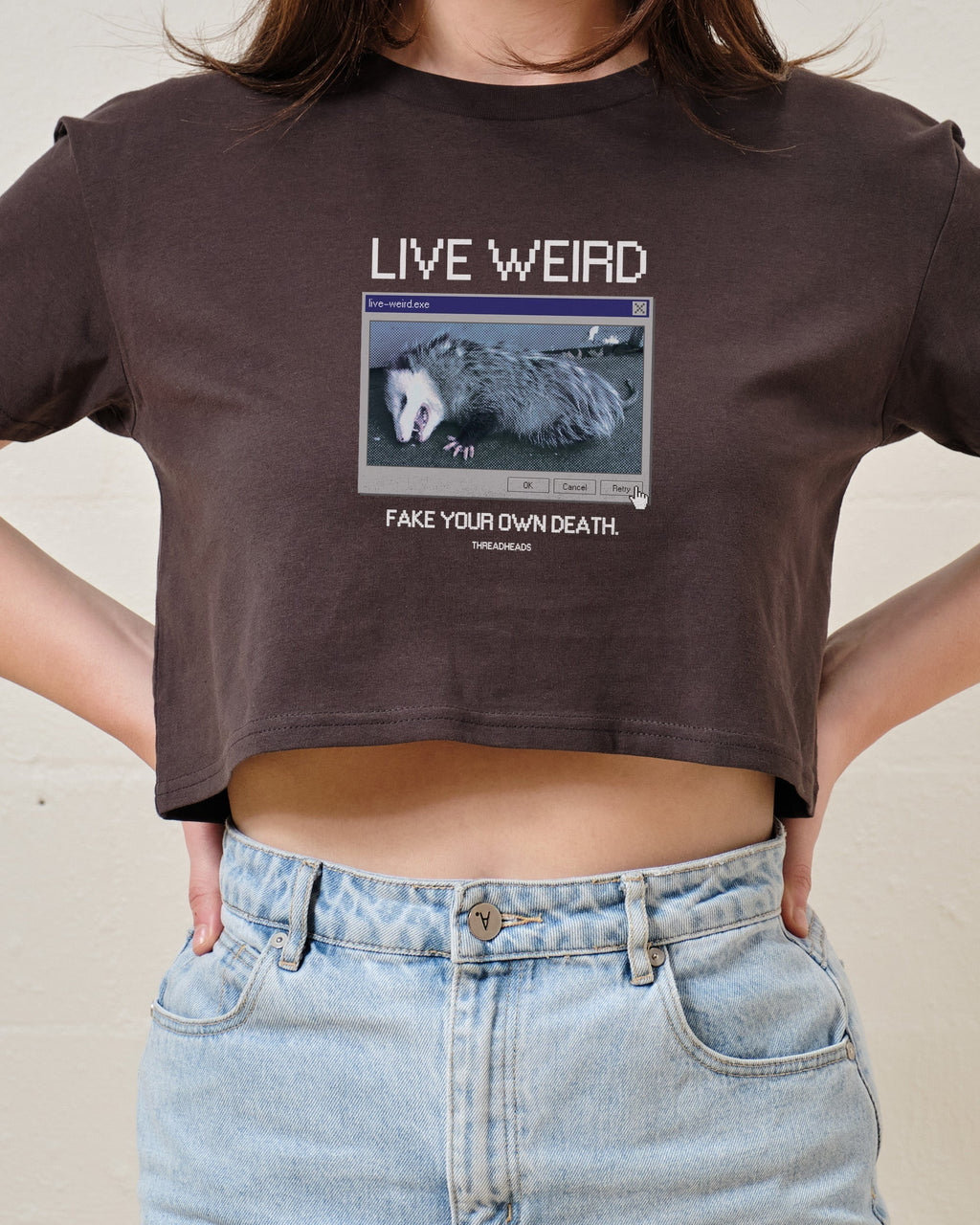 Live Weird, Fake Your Own Death Crop Tee product image 1