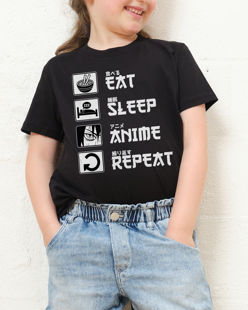 Eat Sleep Anime Repeat Kids T-Shirt product image 1