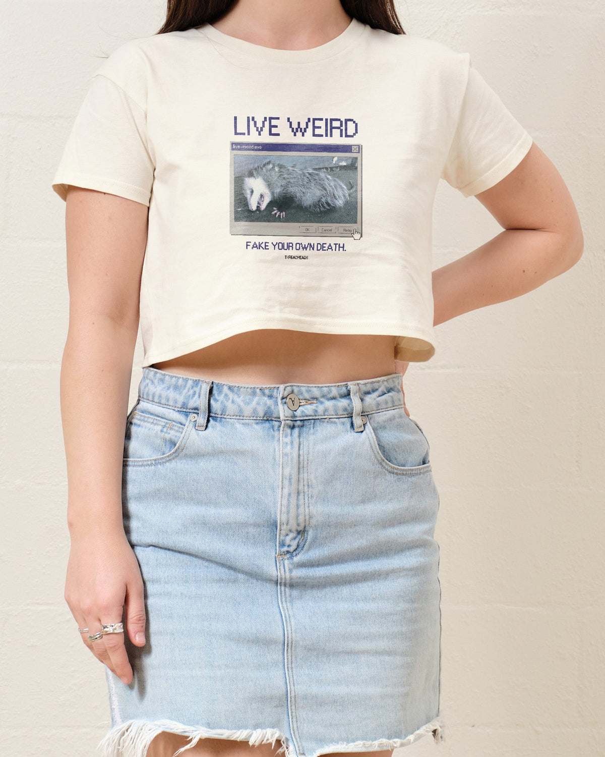 Live Weird, Fake Your Own Death Crop Tee product image 4