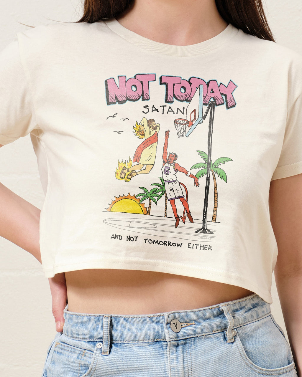 Not Today Satan Crop Tee product image 3