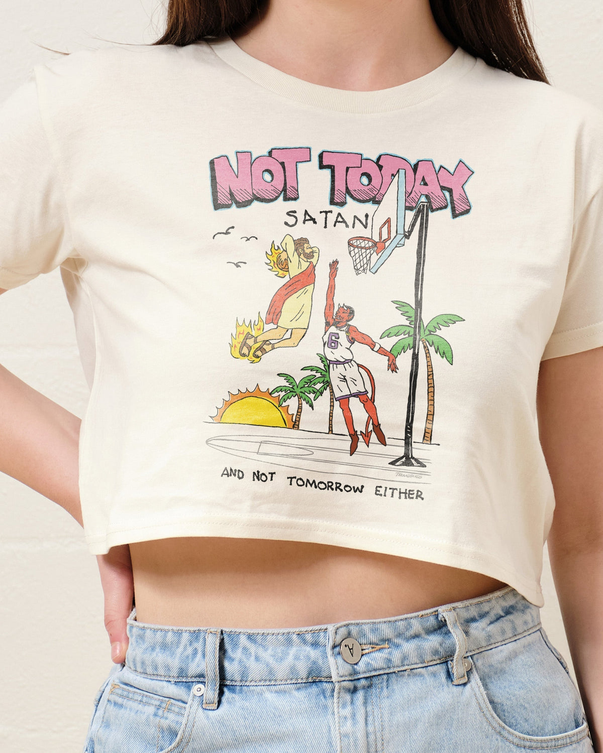 Not Today Satan Crop Tee product image 3