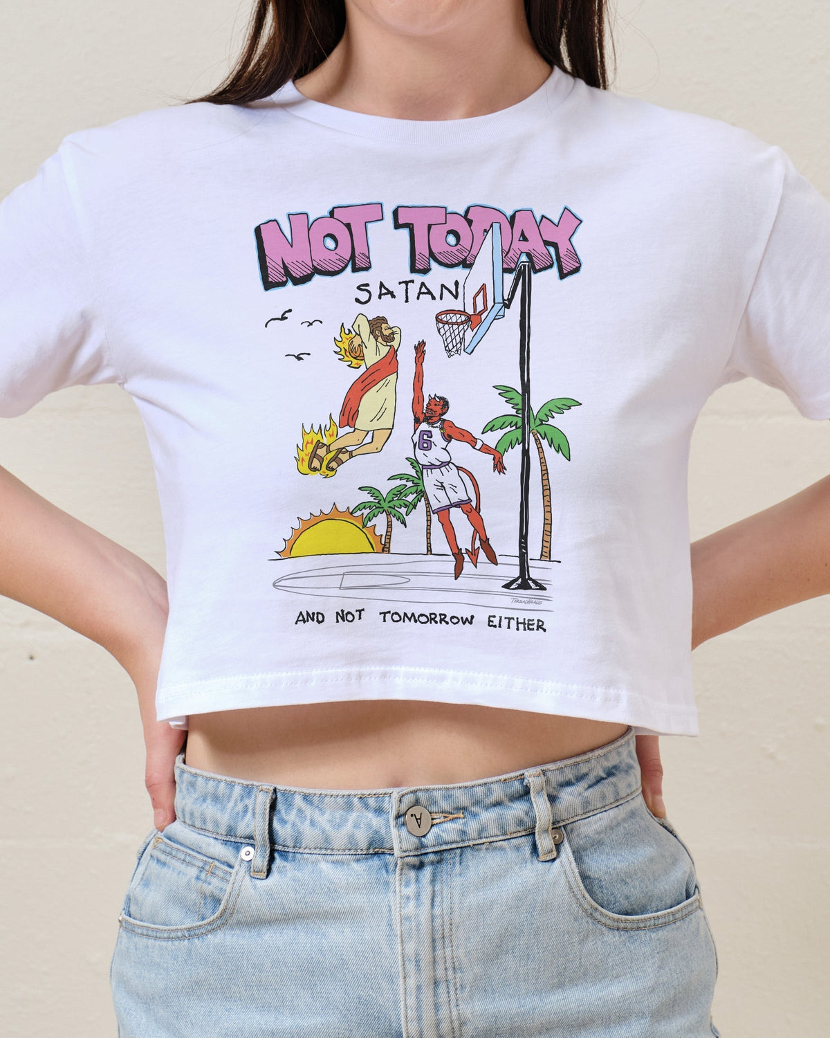 Not Today Satan Crop Tee product image 2