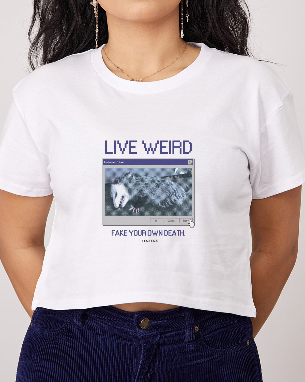 Live Weird, Fake Your Own Death Crop Tee product image 3